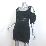 Zimmermann Verity Cold-Shoulder Embroidered Mini Dress Black Linen Size 2 NEW