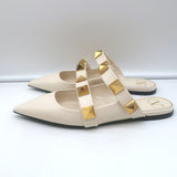 Valentino Roman Stud Mules Cream Leather Size 39 Pointed Toe Flats NEW