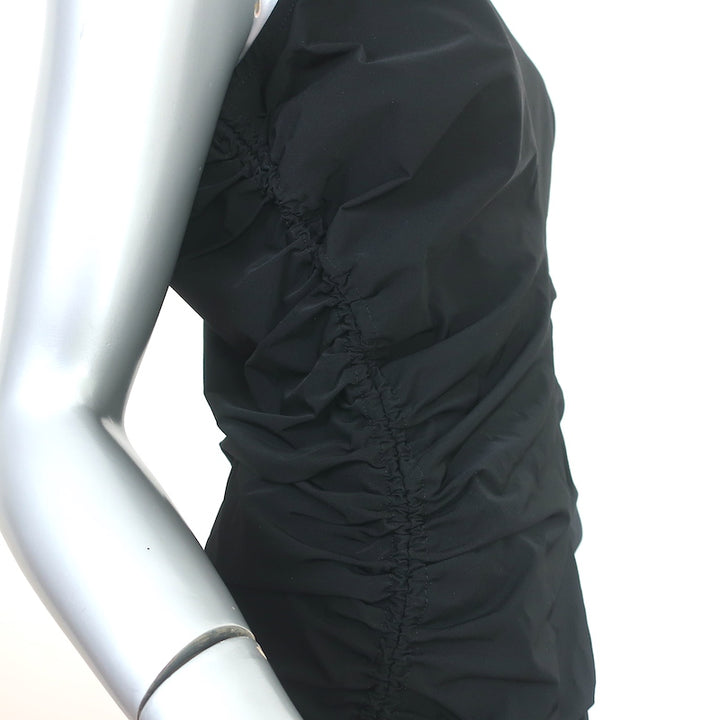 Bottega Veneta Ruched Fit &amp; Flare Mini Dress Black Stretch Nylon Size 40