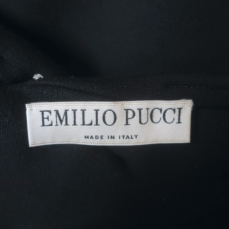 Emilio Pucci Crisscross Off the Shoulder Top Black Stretch Jersey Size US 10