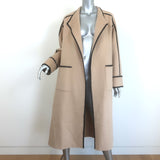 Maje Gicoco Belted Scarf Coat Camel Embroidered Double-Faced Wool Size 34 NEW