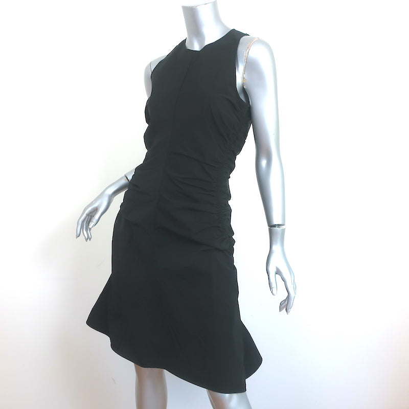 Bottega Veneta Ruched Fit &amp; Flare Mini Dress Black Stretch Nylon Size 40