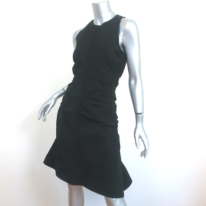 Bottega Veneta Ruched Fit &amp; Flare Mini Dress Black Stretch Nylon Size 40