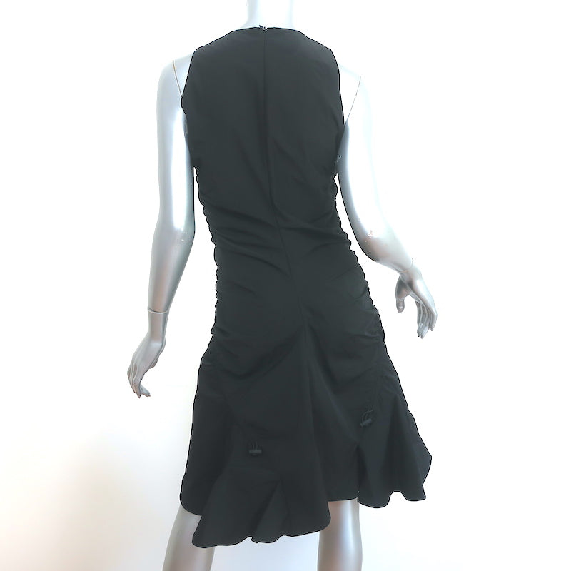 Bottega Veneta Ruched Fit &amp; Flare Mini Dress Black Stretch Nylon Size 40