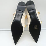 Valentino Roman Stud Mules Cream Leather Size 39 Pointed Toe Flats NEW