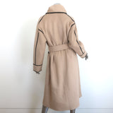 Maje Gicoco Belted Scarf Coat Camel Embroidered Double-Faced Wool Size 34 NEW