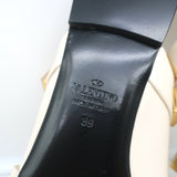 Valentino Roman Stud Mules Cream Leather Size 39 Pointed Toe Flats NEW