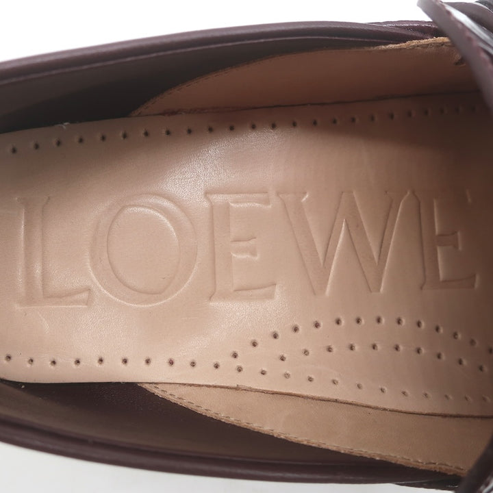 Loewe Campo Penny Loafers Burgundy Croc-Embossed Leather Size 38