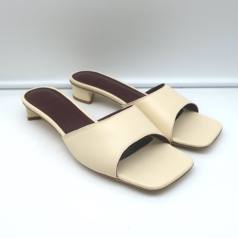 Staud Mules Simone Ivory Leather Size 39 Slide Sandals