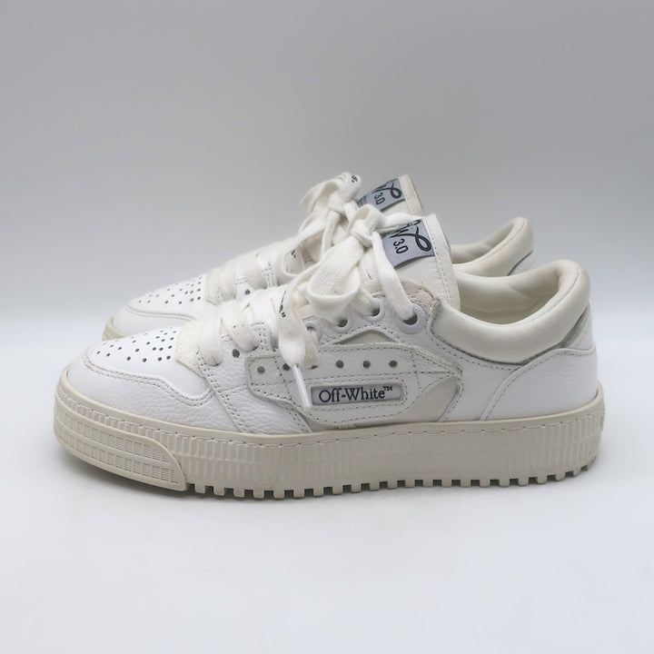 Off-White c/o Virgil Abloh 3.0 Off Court Low Top Sneakers White Leather Size 37
