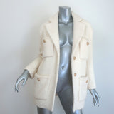 Maje Guiliette Belted Tweed Coat Ecru Wool-Blend Size 34 NEW