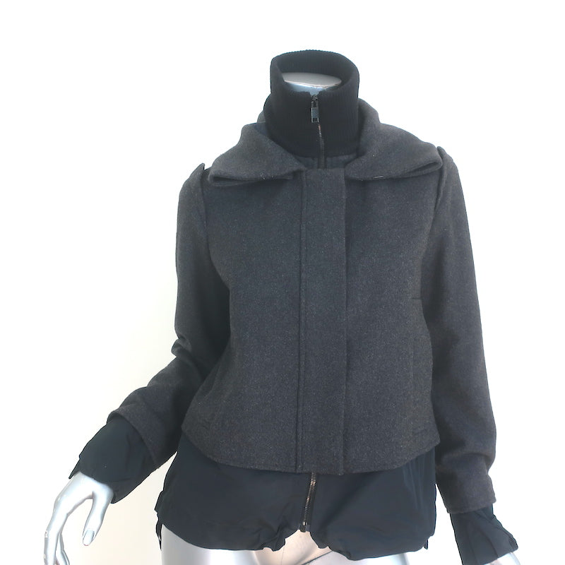 Pringle of Scotland Layered-Effect Jacket Black Stretch Wool Size US 6