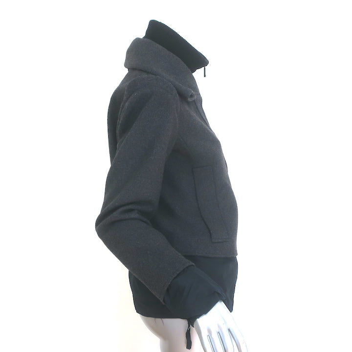 Pringle of Scotland Layered-Effect Jacket Black Stretch Wool Size US 6