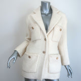 Maje Guiliette Belted Tweed Coat Ecru Wool-Blend Size 34 NEW