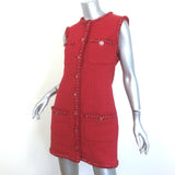 Chanel SS22 Multi-Pocket Tweed Mini Dress Red Cotton-Blend Size 38