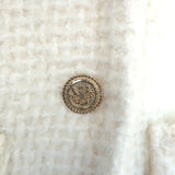 Maje Guiliette Belted Tweed Coat Ecru Wool-Blend Size 34 NEW