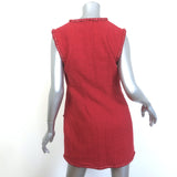 Chanel SS22 Multi-Pocket Tweed Mini Dress Red Cotton-Blend Size 38