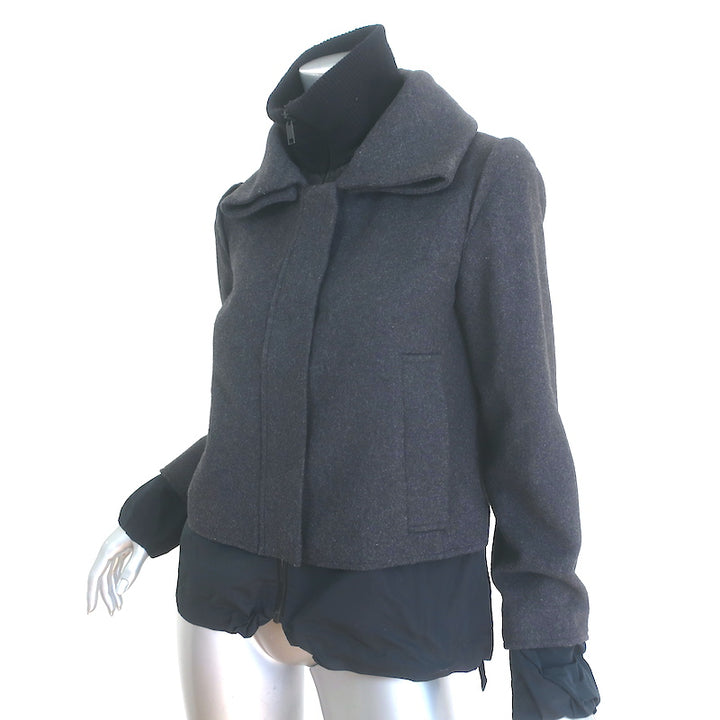 Pringle of Scotland Layered-Effect Jacket Black Stretch Wool Size US 6