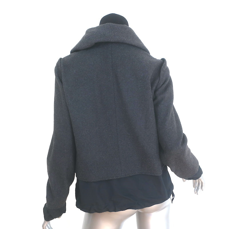 Pringle of Scotland Layered-Effect Jacket Black Stretch Wool Size US 6