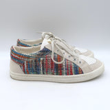 Chanel Pearl CC Multicolor Tweed Low Top Sneakers Gray Suede Size 38