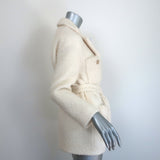 Maje Guiliette Belted Tweed Coat Ecru Wool-Blend Size 34 NEW