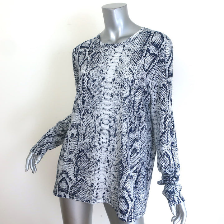 Proenza Schouler Snakeskin Print Long Sleeve T-Shirt Navy/White Size Large NEW