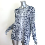 Proenza Schouler Snakeskin Print Long Sleeve T-Shirt Navy/White Size Large NEW