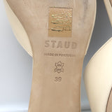 STAUD Mules Simone Ivory Leather Size 39 Slide Sandals
