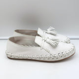 Celine Marlou Moccasin Flats White Grained Leather Size 39