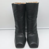 Saint Laurent Jodie 105 Cut-Off Western Ankle Boots Black Leather Size 38.5