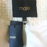 Maje Guiliette Belted Tweed Coat Ecru Wool-Blend Size 34 NEW