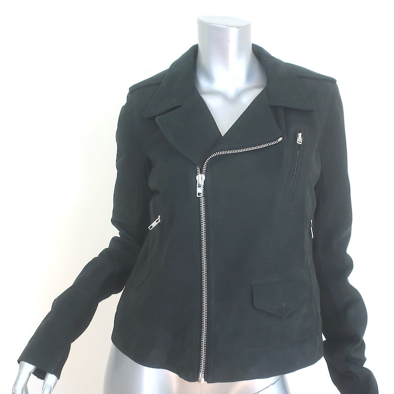 Rick Owens Stooges Suede Biker Jacket Black Size US 14