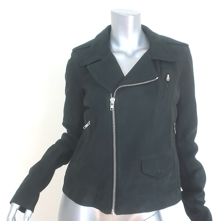 Rick Owens Stooges Suede Biker Jacket Black Size US 14