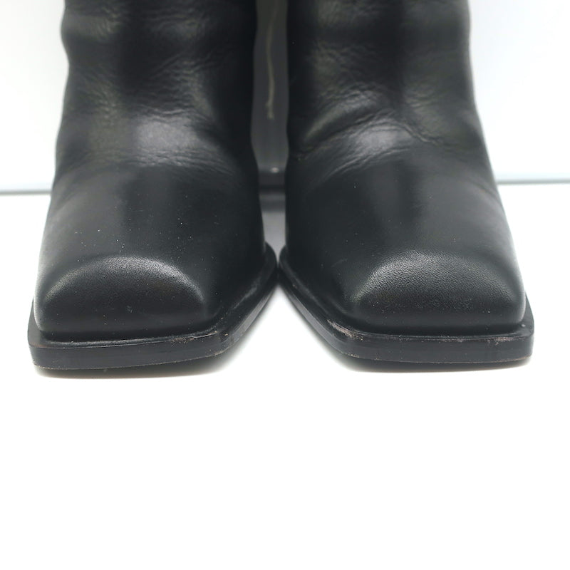 Saint Laurent Jodie 105 Cut-Off Western Ankle Boots Black Leather Size 38.5