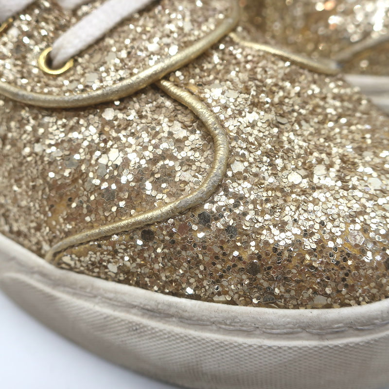 Valentino Glitter Flycrew Low Top Sneakers Gold Size 40