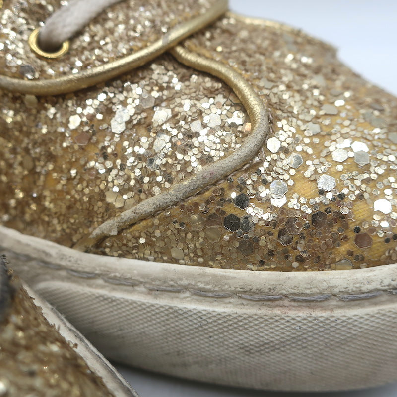 Valentino Glitter Flycrew Low Top Sneakers Gold Size 40