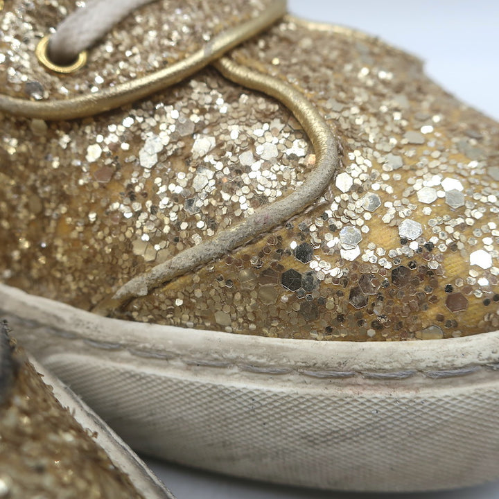Valentino Glitter Flycrew Low Top Sneakers Gold Size 40