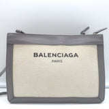 Balenciaga Logo Pochette Cream Canvas & Gray Leather Small Crossbody Bag