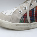 Chanel Pearl CC Multicolor Tweed Low Top Sneakers Gray Suede Size 38
