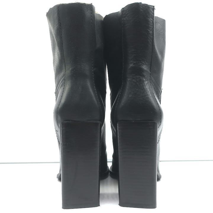 Saint Laurent Jodie 105 Cut-Off Western Ankle Boots Black Leather Size 38.5