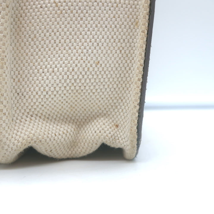Balenciaga Logo Pochette Cream Canvas &amp; Gray Leather Small Crossbody Bag