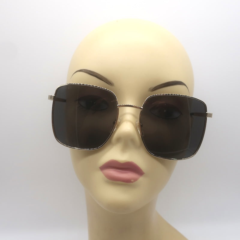 Gucci oversized square 57mm sunglasses GG0802S 001, gold/black, front
