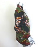 Dolce & Gabbana Mushroom Print Button Down Blouse Green/Multi Silk Twill Size 40