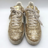 Valentino Glitter Flycrew Low Top Sneakers Gold Size 40