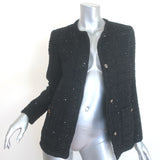 Maje Venama Sequined Tweed Tie-Waist Jacket Black Size 36 NEW
