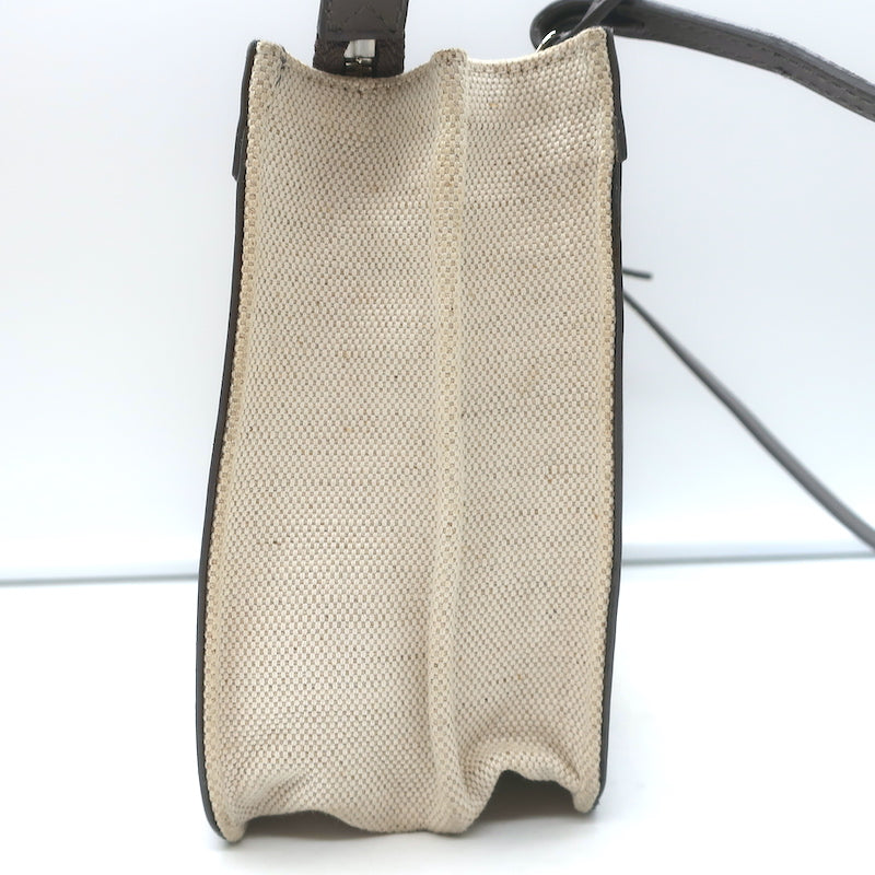 Balenciaga Logo Pochette Cream Canvas &amp; Gray Leather Small Crossbody Bag