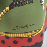 Dolce & Gabbana Mushroom Print Button Down Blouse Green/Multi Silk Twill Size 40