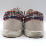 Chanel Pearl CC Multicolor Tweed Low Top Sneakers Gray Suede Size 38