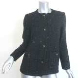 Maje Venama Sequined Tweed Tie-Waist Jacket Black Size 36 NEW