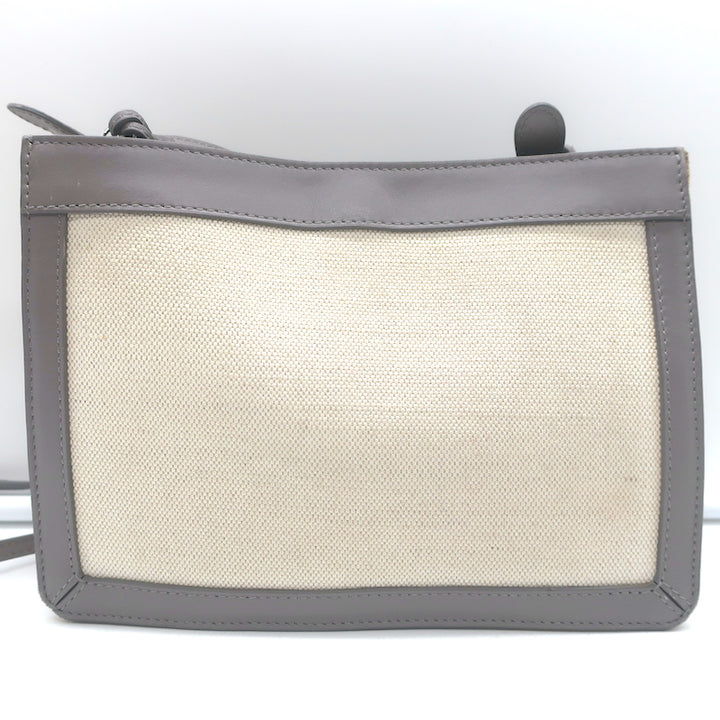 Balenciaga Logo Pochette Cream Canvas &amp; Gray Leather Small Crossbody Bag
